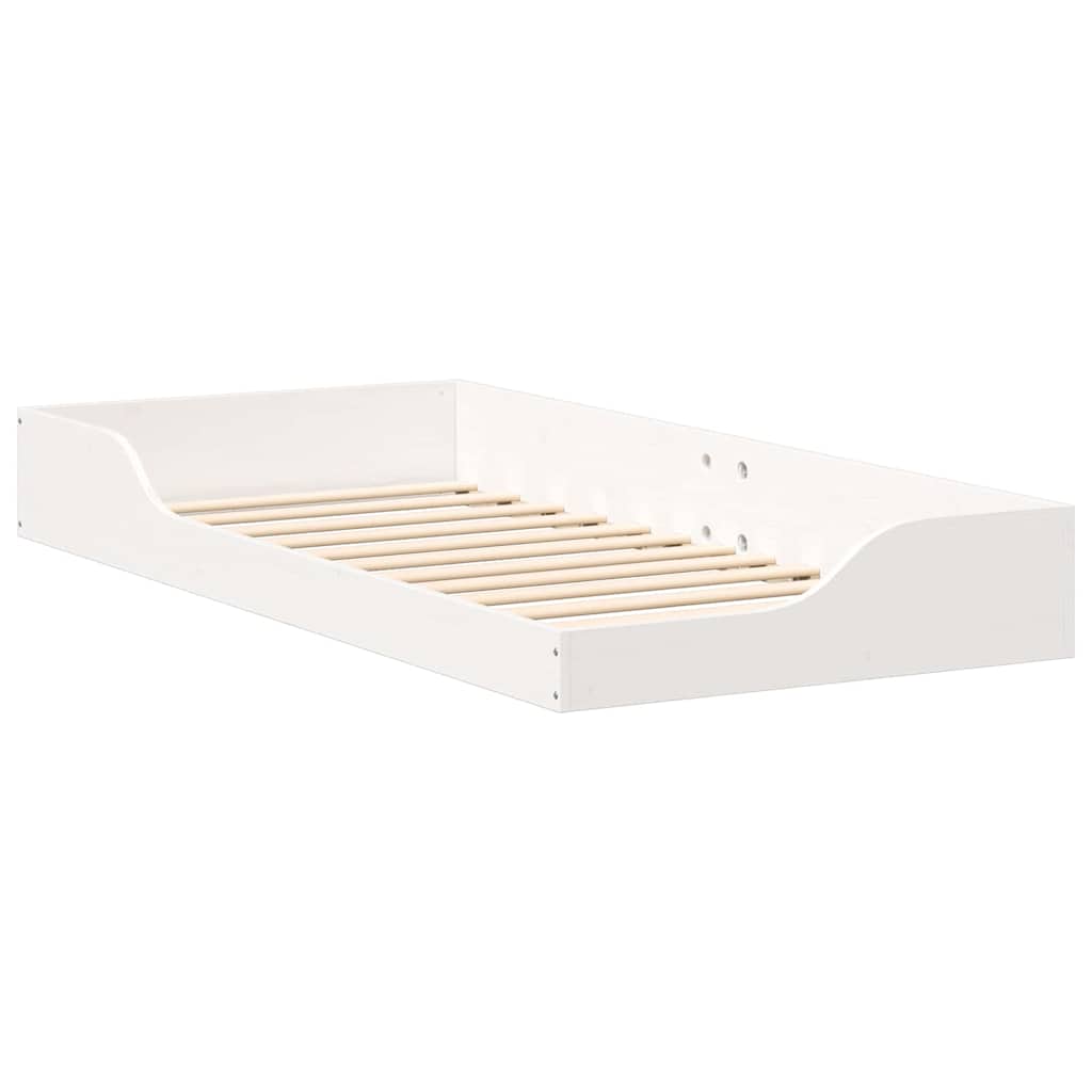 vidaXL Bed Frame White 100 x 200 cm Solid Pine Wood