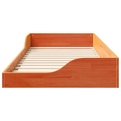 vidaXL Bed Frame Wax Brown 100 x 200 cm Solid Pine Wood