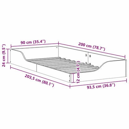 vidaXL Bed Frame White 90 x 200 cm Solid Pine Wood