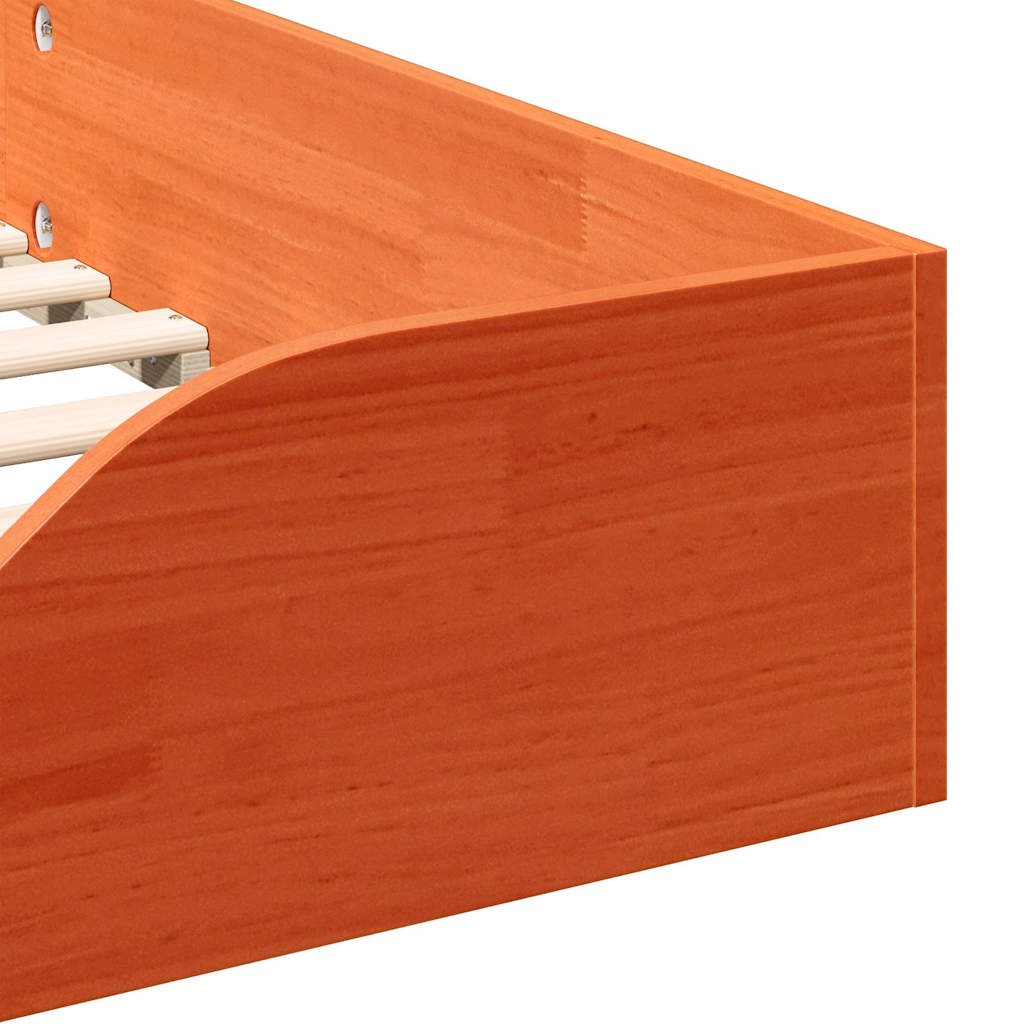 vidaXL Bed Frame Wax Brown 90 x 200 cm Solid Pine Wood