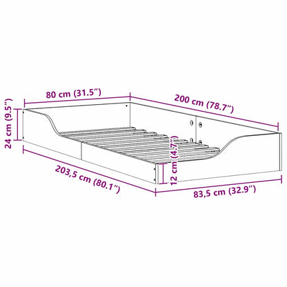 vidaXL Bed Frame Brown 80 x 200 cm Solid Pine Wood