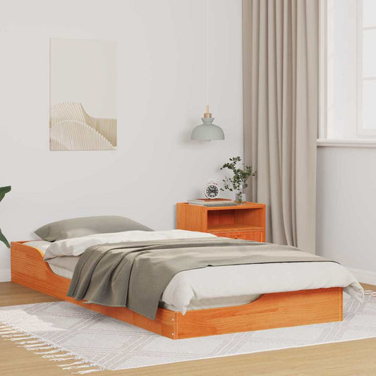 vidaXL Bed Frame Wax Brown 80 x 200 cm Solid Pine Wood
