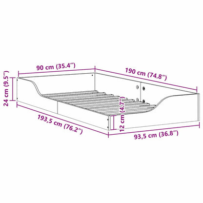 vidaXL Bed Frame White 90 x 190 cm Solid Pine Wood