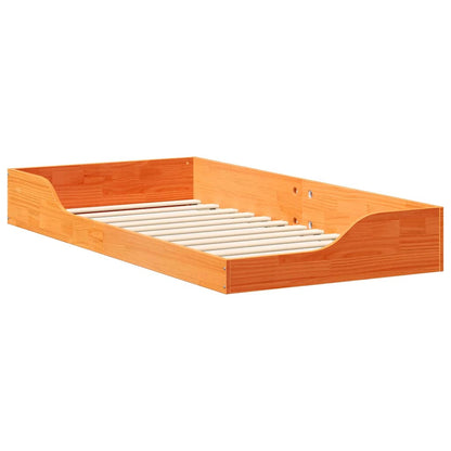 vidaXL Bed Frame Wax Brown 90 x 190 cm Solid Pine Wood