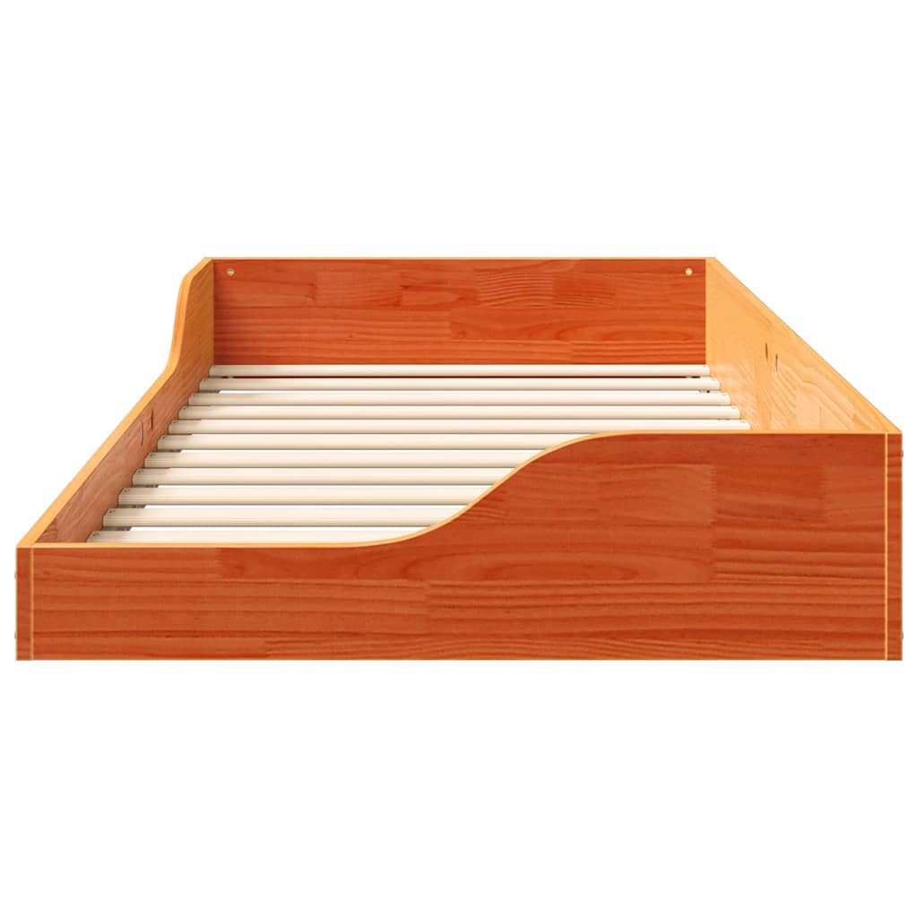 vidaXL Bed Frame Wax Brown 90 x 190 cm Solid Pine Wood