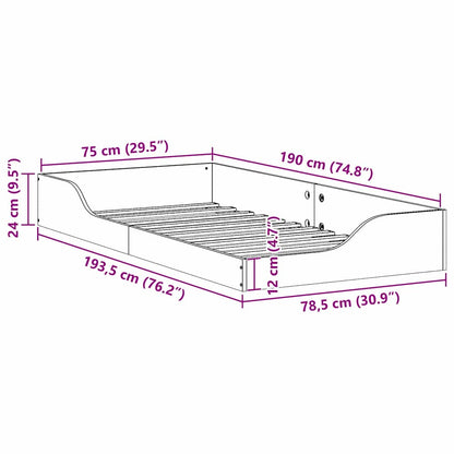 vidaXL Bed Frame Brown 75 x 190 cm Solid Pine Wood