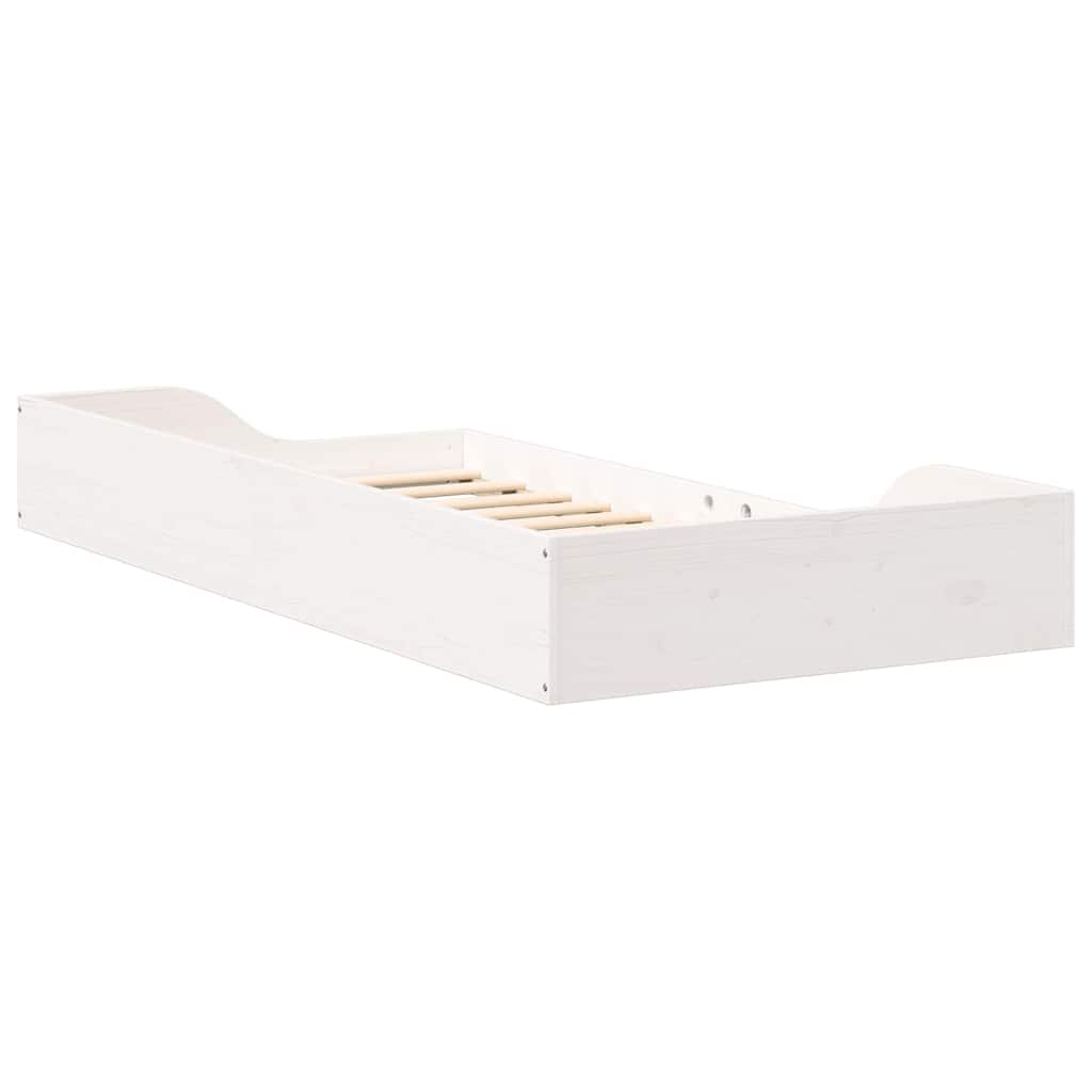 vidaXL Bed Frame White 75 x 190 cm Solid Pine Wood