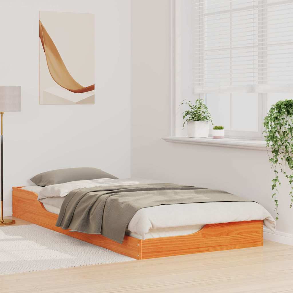 vidaXL Bed Frame Wax Brown 80 x 210 cm Solid Pine Wood