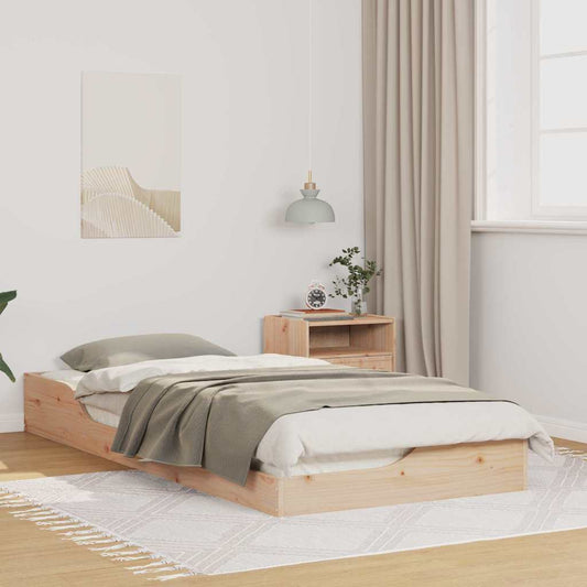 vidaXL Bed Frame Brown 90 x 210 cm Solid Pine Wood