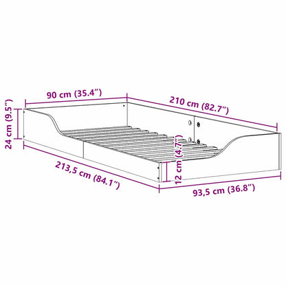 vidaXL Bed Frame White 90 x 210 cm Solid Pine Wood