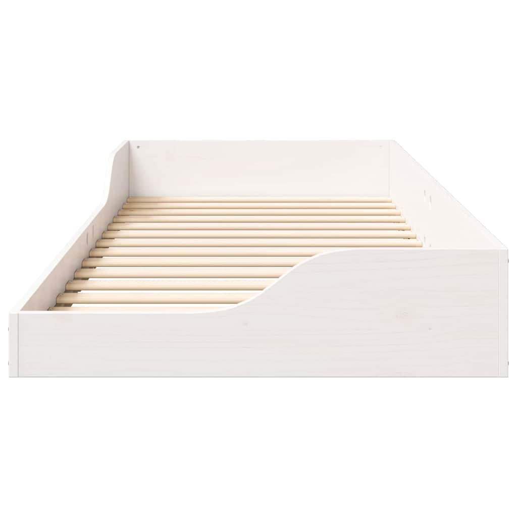 vidaXL Bed Frame White 100 x 210 cm Solid Pine Wood