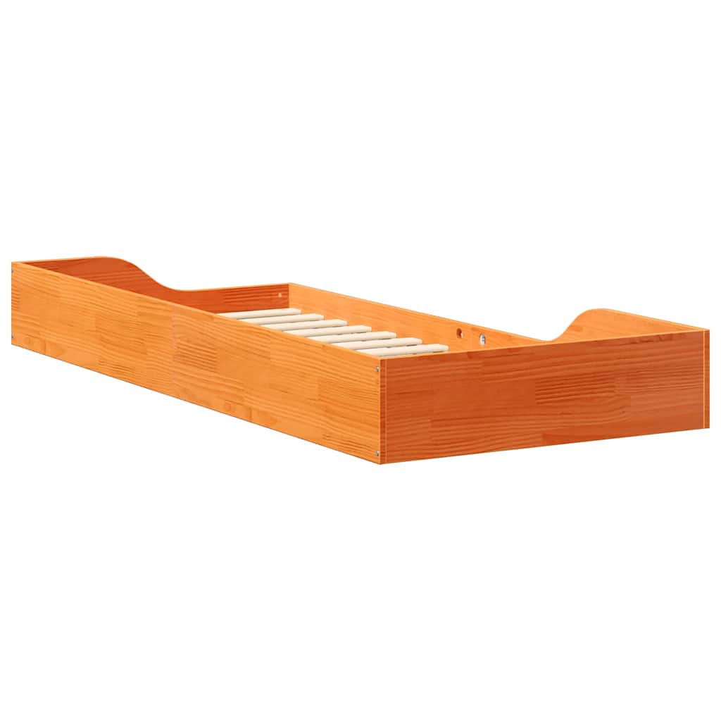 vidaXL Bed Frame Wax Brown 100 x 210 cm Solid Pine Wood