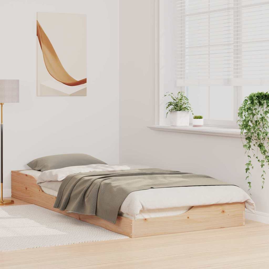 vidaXL Bed Frame Brown 80 x 220 cm Solid Pine Wood