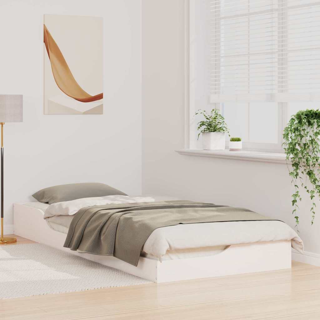 vidaXL Bed Frame White 80 x 220 cm Solid Pine Wood