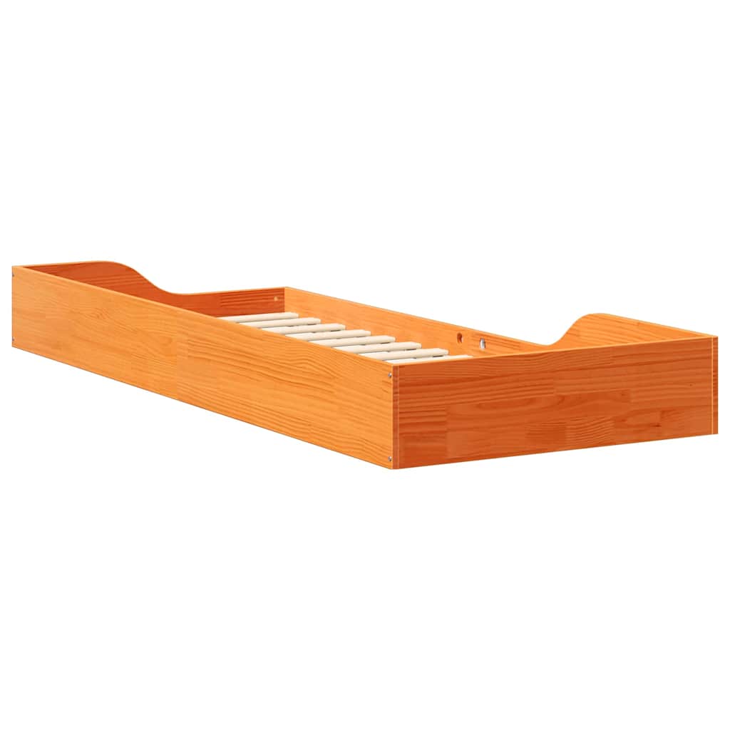 vidaXL Bed Frame Wax Brown 80 x 220 cm Solid Pine Wood
