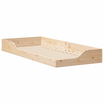 vidaXL Bed Frame Brown 90 x 220 cm Solid Pine Wood