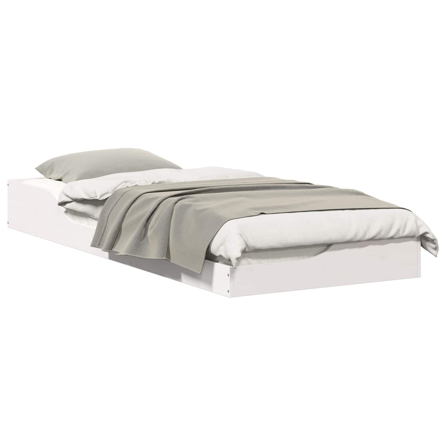 vidaXL Bed Frame White 90 x 220 cm Solid Pine Wood