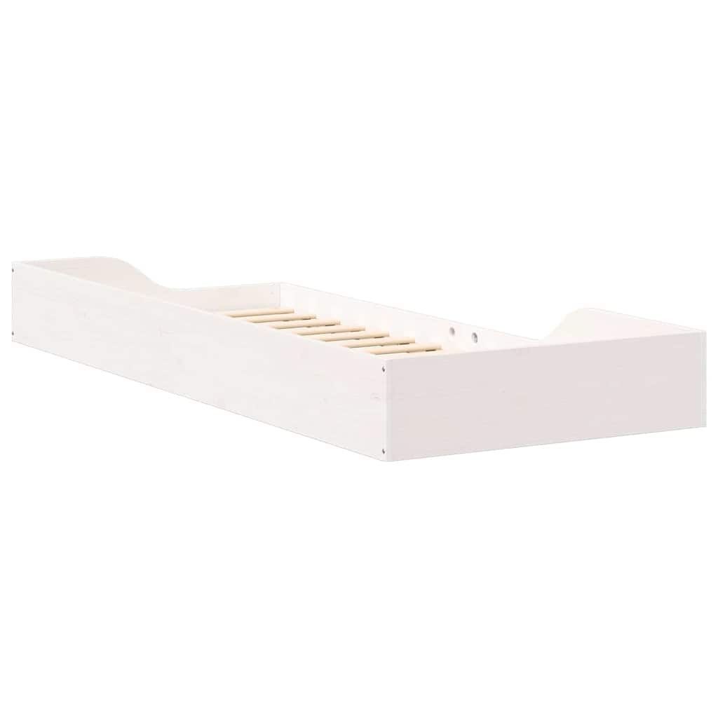 vidaXL Bed Frame White 90 x 220 cm Solid Pine Wood