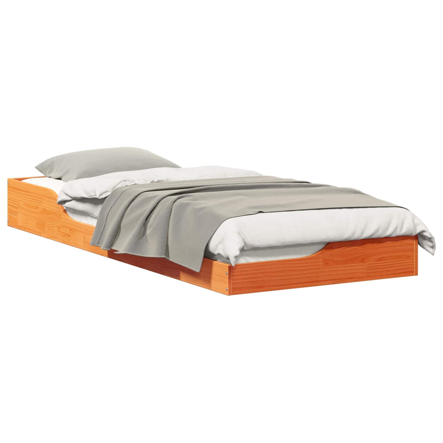 vidaXL Bed Frame Wax Brown 90 x 220 cm Solid Pine Wood