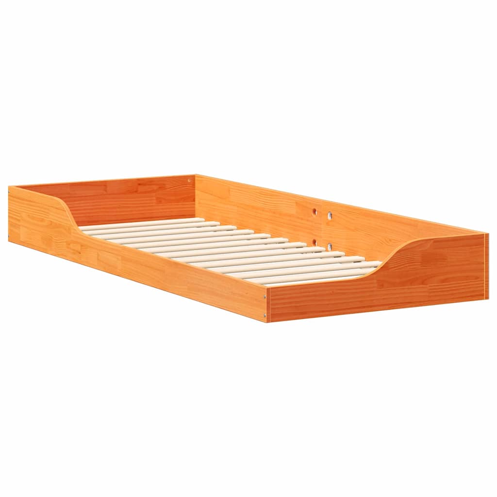 vidaXL Bed Frame Wax Brown 90 x 220 cm Solid Pine Wood