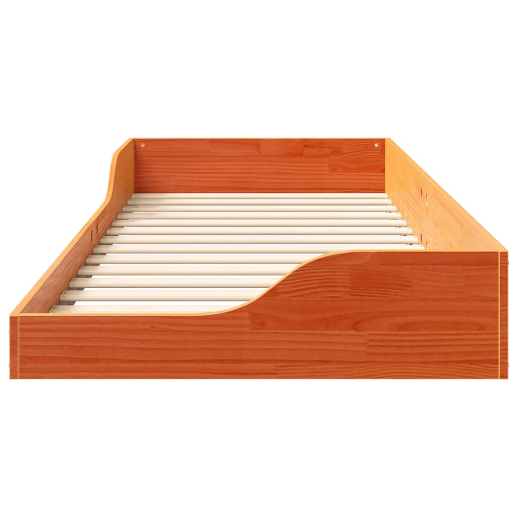 vidaXL Bed Frame Wax Brown 90 x 220 cm Solid Pine Wood