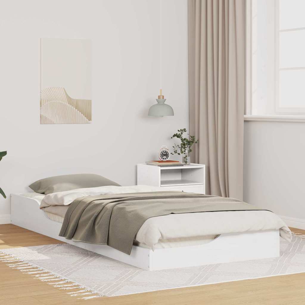 vidaXL Bed Frame White 100 x 220 cm Solid Pine Wood