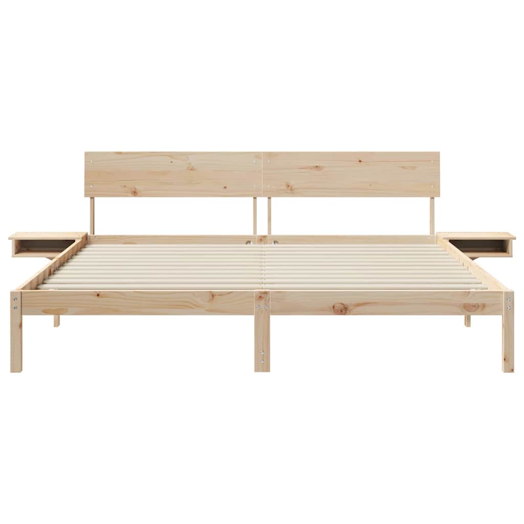 vidaXL Bed Frame with Headboard Brown 180 x 200 cm Solid Pine Wood