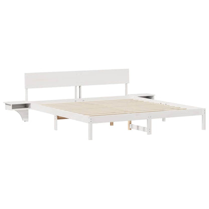 vidaXL Bed Frame with Headboard White 180 x 200 cm Solid Pine Wood