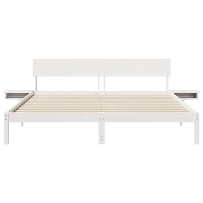 vidaXL Bed Frame with Headboard White 180 x 200 cm Solid Pine Wood