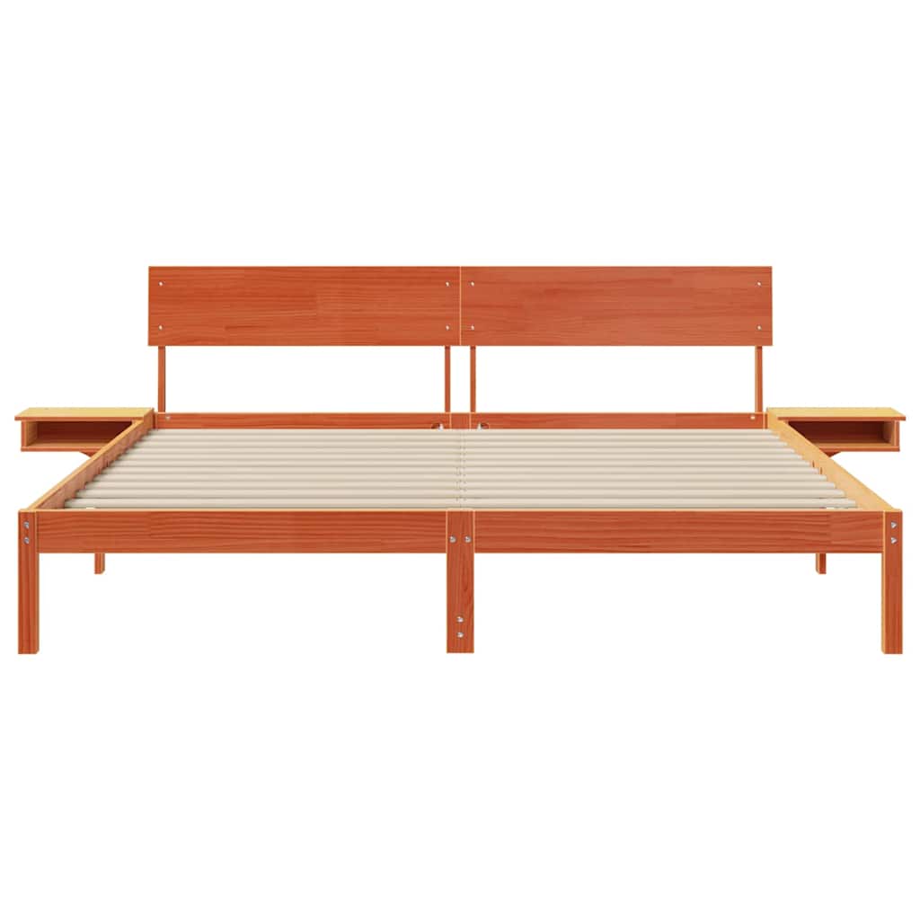 vidaXL Bed Frame with Headboard Wax Brown 180 x 200 cm Solid Pine Wood