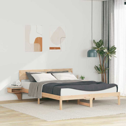 vidaXL Bed Frame with Headboard Brown 160 x 200 cm Solid Pine Wood