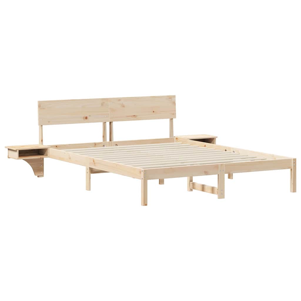 vidaXL Bed Frame with Headboard Brown 160 x 200 cm Solid Pine Wood