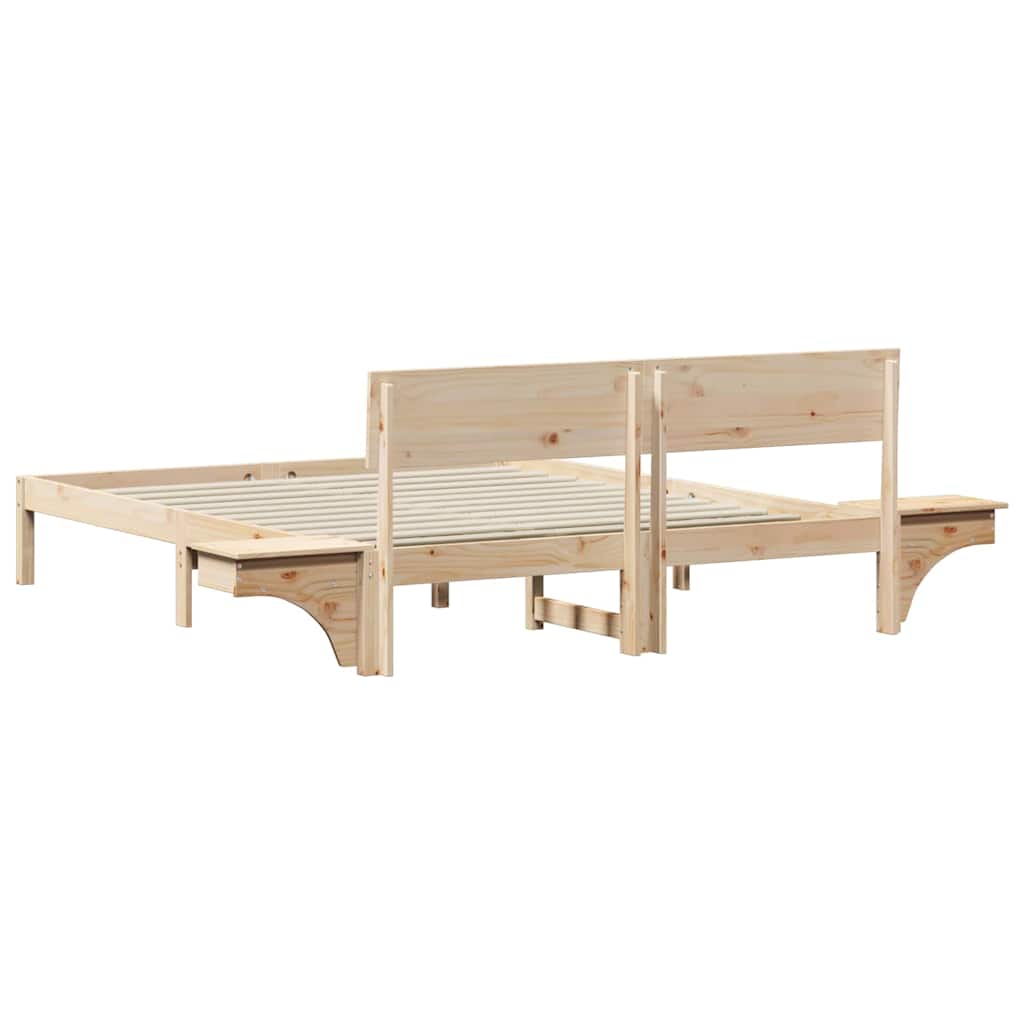 vidaXL Bed Frame with Headboard Brown 160 x 200 cm Solid Pine Wood