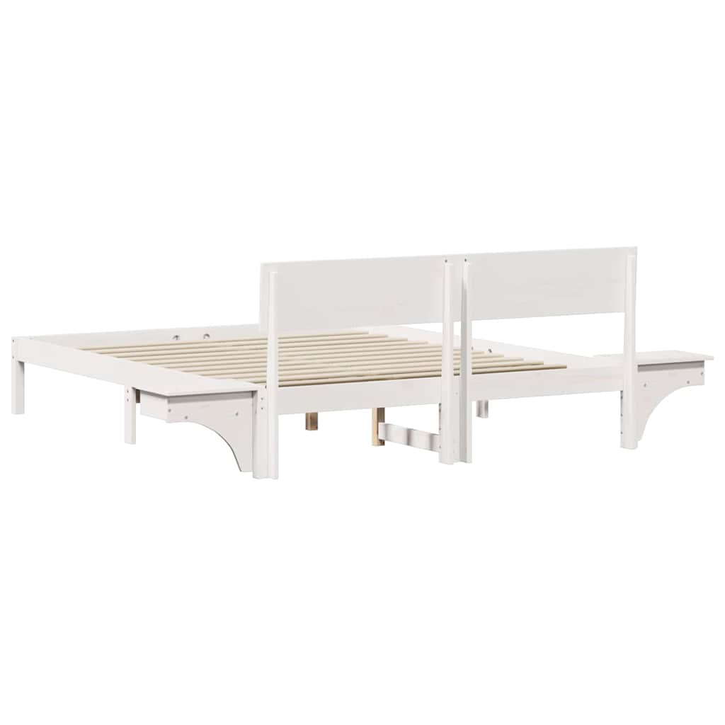 vidaXL Bed Frame with Headboard White 160 x 200 cm Solid Pine Wood