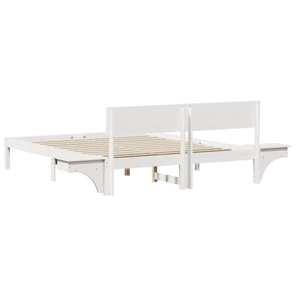 vidaXL Bed Frame with Headboard White 160 x 200 cm Solid Pine Wood