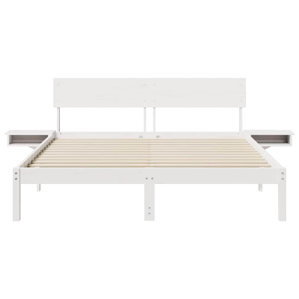 vidaXL Bed Frame with Headboard White 160 x 200 cm Solid Pine Wood