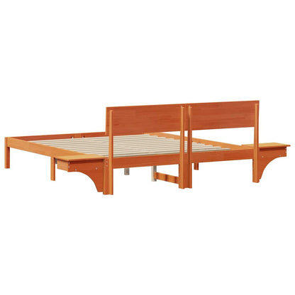 vidaXL Bed Frame with Headboard Wax Brown 160 x 200 cm Solid Pine Wood