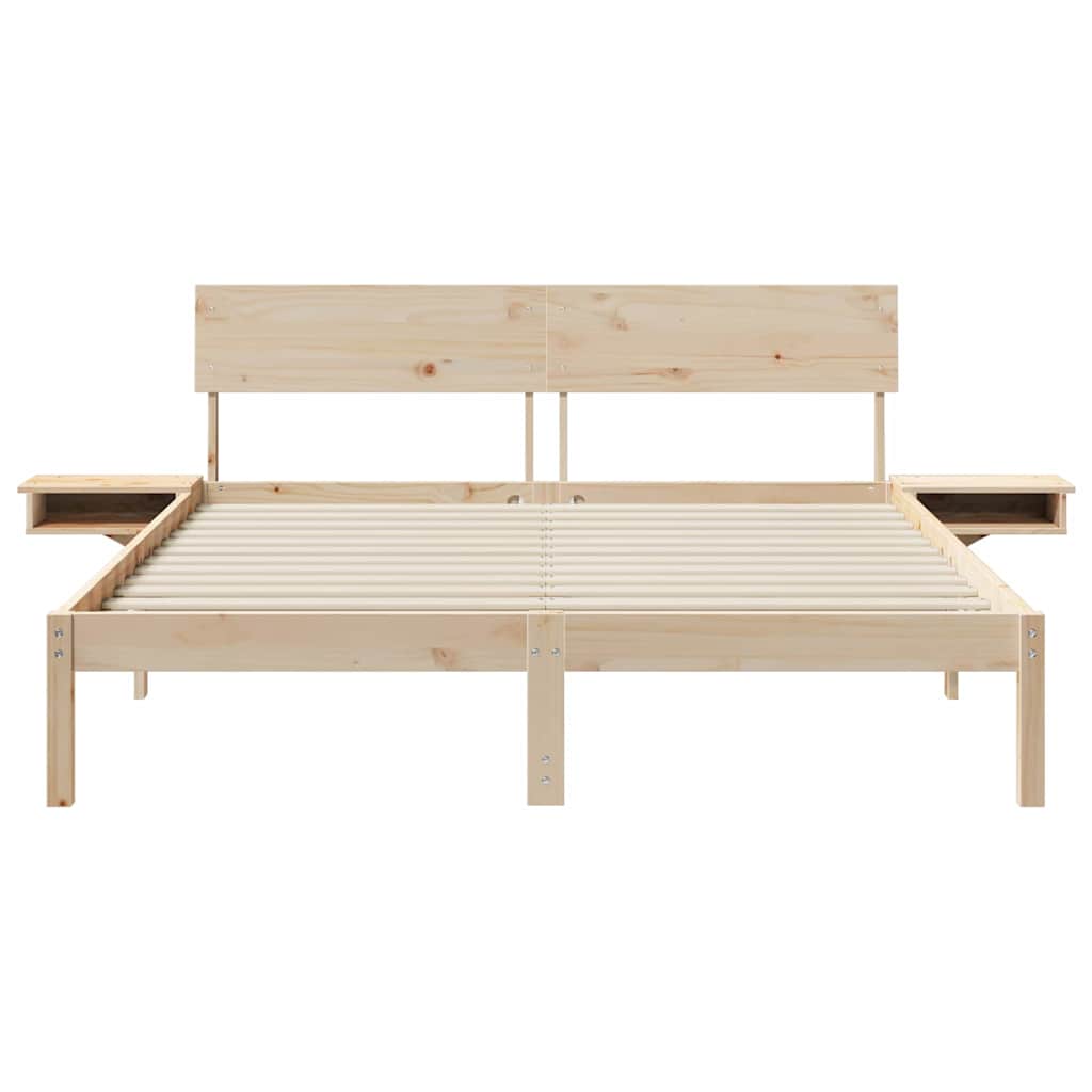 vidaXL Bed Frame with Headboard Brown 150 x 200 cm Solid Pine Wood