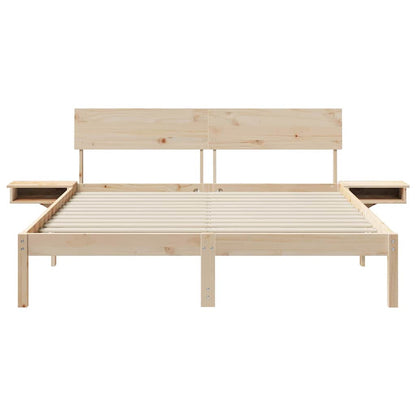 vidaXL Bed Frame with Headboard Brown 150 x 200 cm Solid Pine Wood