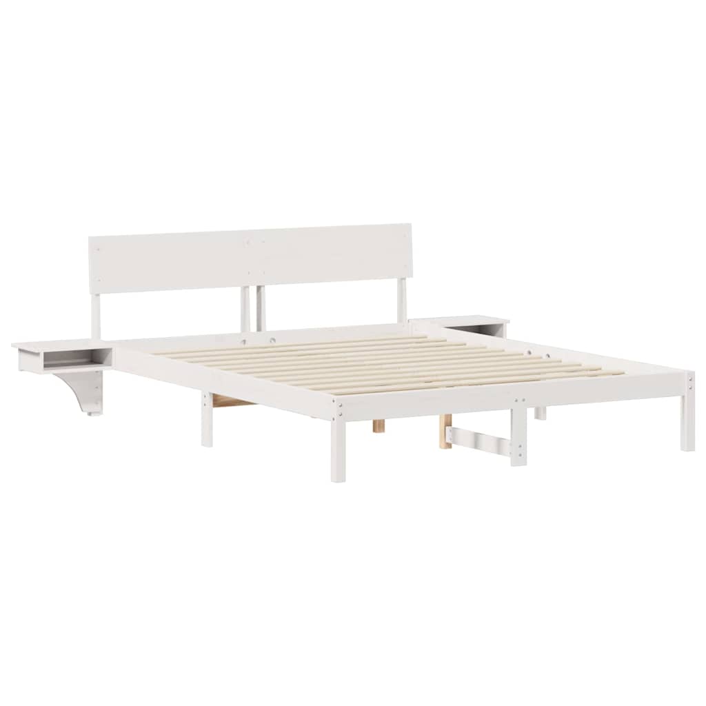 vidaXL Bed Frame with Headboard White 150 x 200 cm Solid Pine Wood