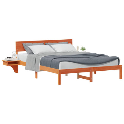 vidaXL Bed Frame with Headboard Wax Brown 150 x 200 cm Solid Pine Wood