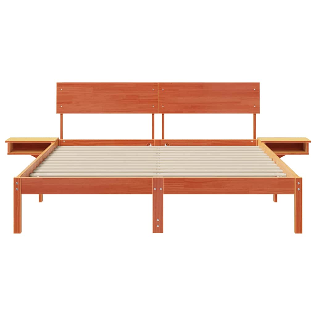 vidaXL Bed Frame with Headboard Wax Brown 150 x 200 cm Solid Pine Wood