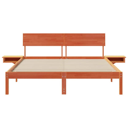 vidaXL Bed Frame with Headboard Wax Brown 150 x 200 cm Solid Pine Wood