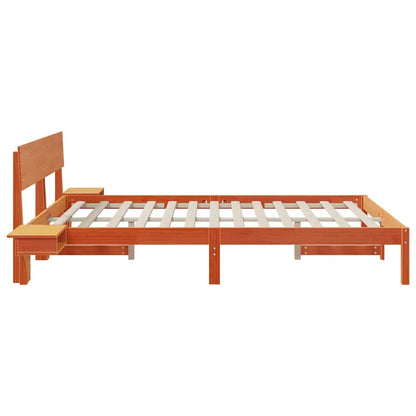 vidaXL Bed Frame with Headboard Wax Brown 150 x 200 cm Solid Pine Wood