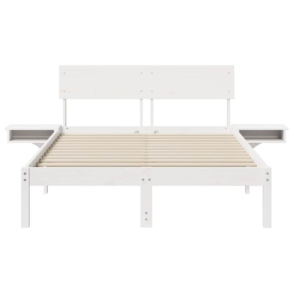 vidaXL Bed Frame with Headboard White 140 x 200 cm Solid Pine Wood