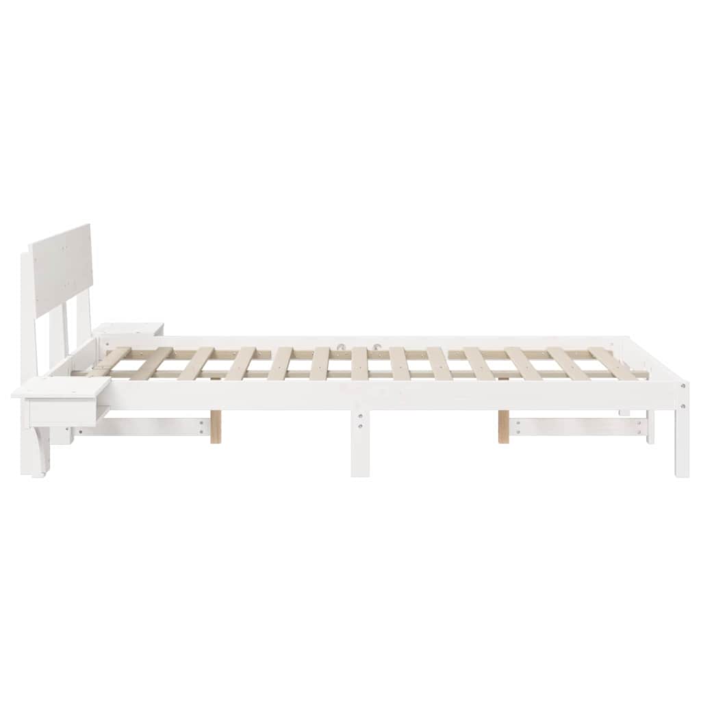vidaXL Bed Frame with Headboard White 140 x 200 cm Solid Pine Wood