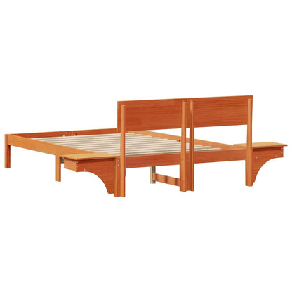 vidaXL Bed Frame with Headboard Wax Brown 140 x 200 cm Solid Pine Wood