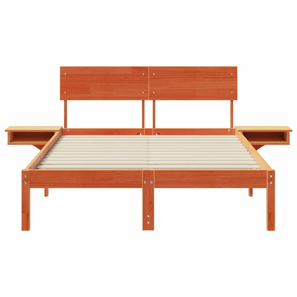 vidaXL Bed Frame with Headboard Wax Brown 140 x 200 cm Solid Pine Wood