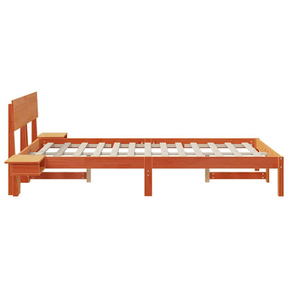 vidaXL Bed Frame with Headboard Wax Brown 140 x 200 cm Solid Pine Wood