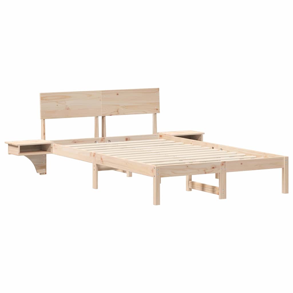 vidaXL Bed Frame with Headboard Brown 120 x 200 cm Solid Pine Wood